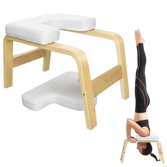 Yoga Headstand Bench With Pu Pads And Thickness Foam, Wooden Yoga Inversion Chair For Balance Training, Core Strengthening